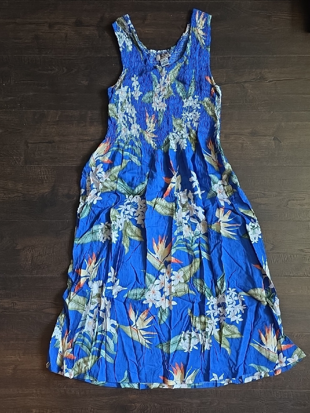 Aloha HutBlue Floral Smocked "Hawaii" Dress